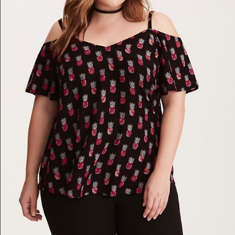 Torrid Pineapple Cold Shoulder Top